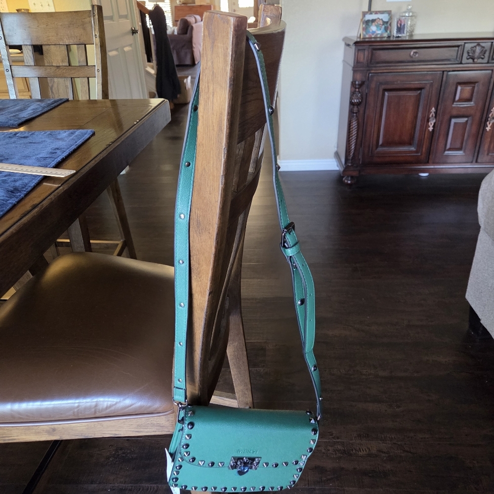 Mersi Vegan Green Crossbody Studded New With Tags Purse - Picture 11 of 14